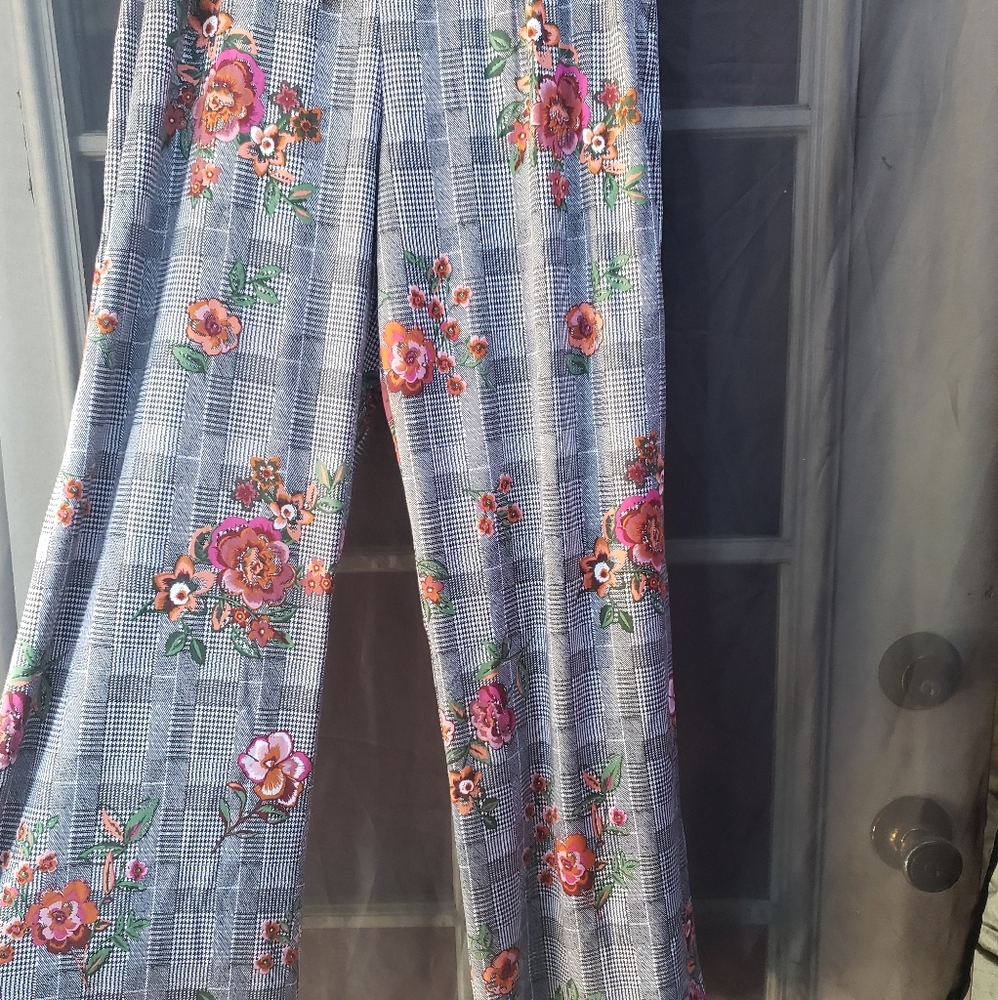 SOLD Plaid floral dress pants
